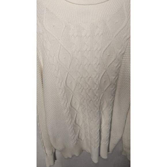 Pretty Guide Soft Cable Knit Sweater Women's Size L Cream Turtleneck Long Sleeve - Picture 6 of 12